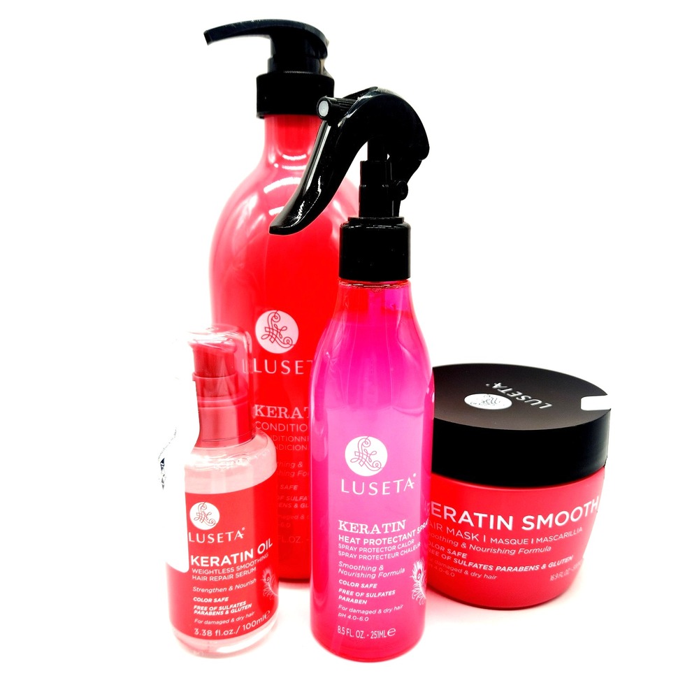 Luseta Keratin Hair Care 4-Pack Set Conditioner Mask Heat‎ Protectant & Serum